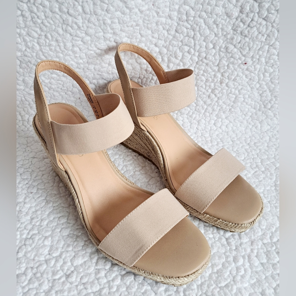 Women's Dream Pairs Beige Wedge Square Toe Summer Heel